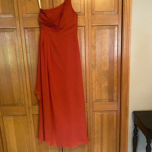 One shoulder chiffon maxi dress